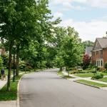 suburban street with homes
